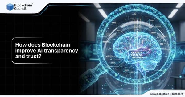 How does Blockchain improve AI transparency and trust?