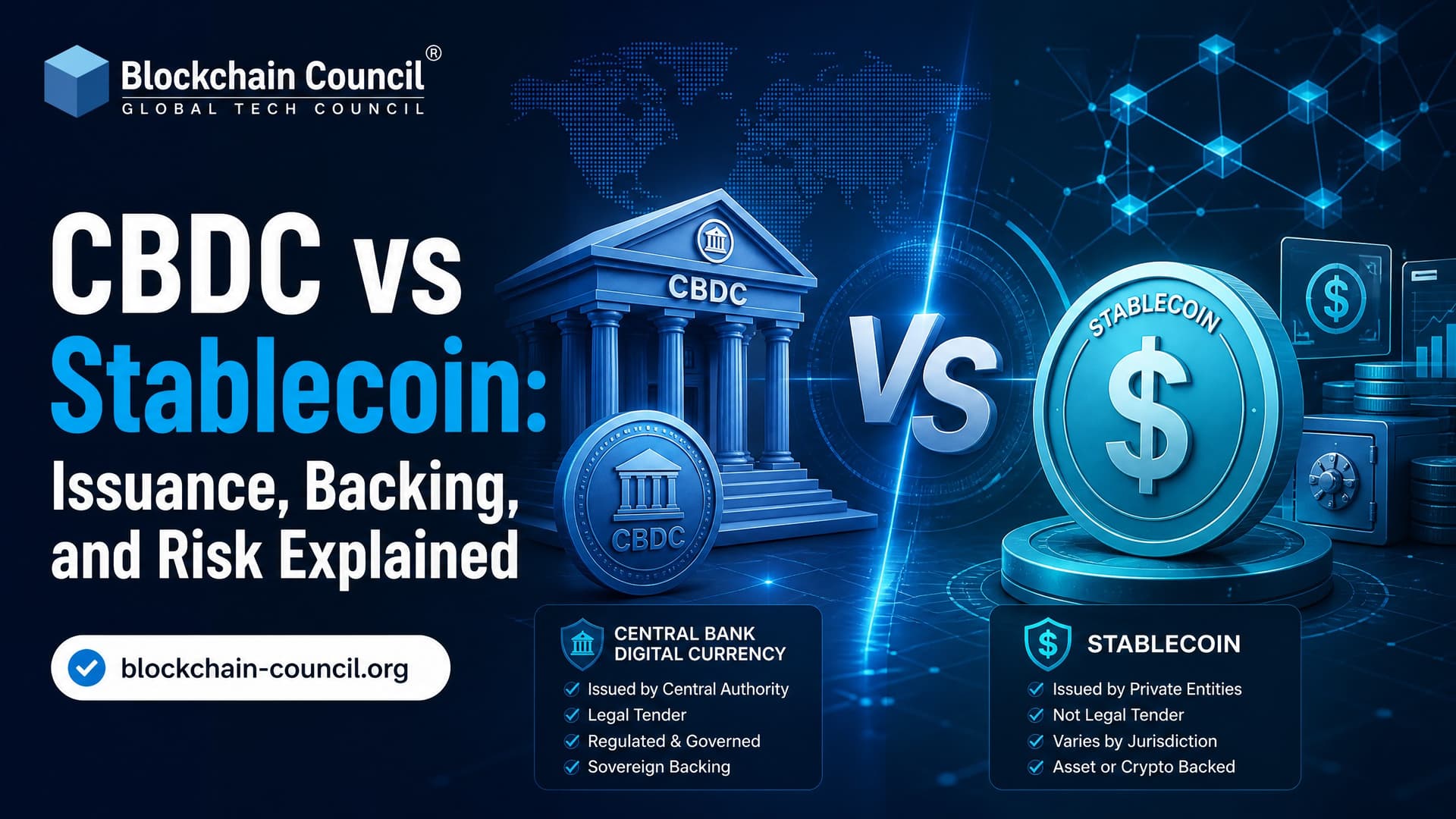 CBDC vs Stablecoin: Issuance, Backing, and Risk Explained