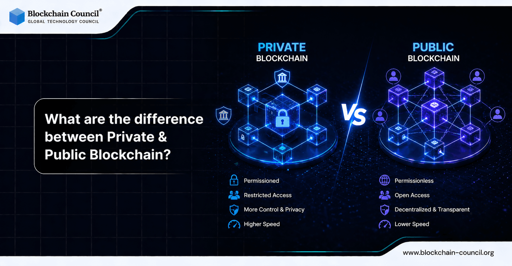 What are the difference between Private & Public Blockchain?