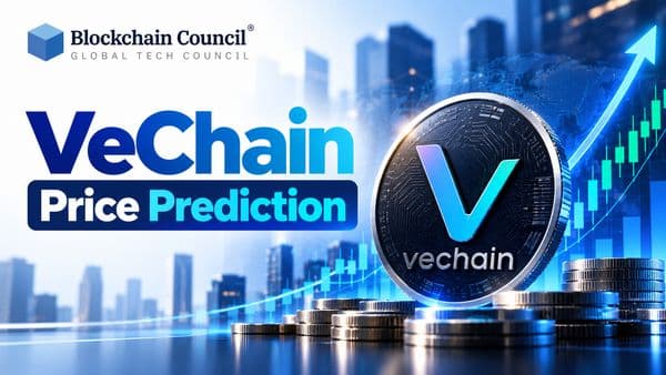 VeChain (VET) price prediction chart highlighting supply chain adoption, enterprise blockchain partnerships, and future growth potential.