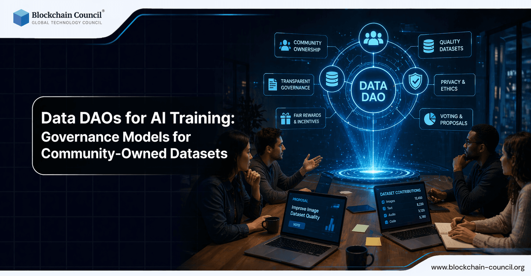 Data DAOs for AI Training: Governance Models for Community-Owned Datasets