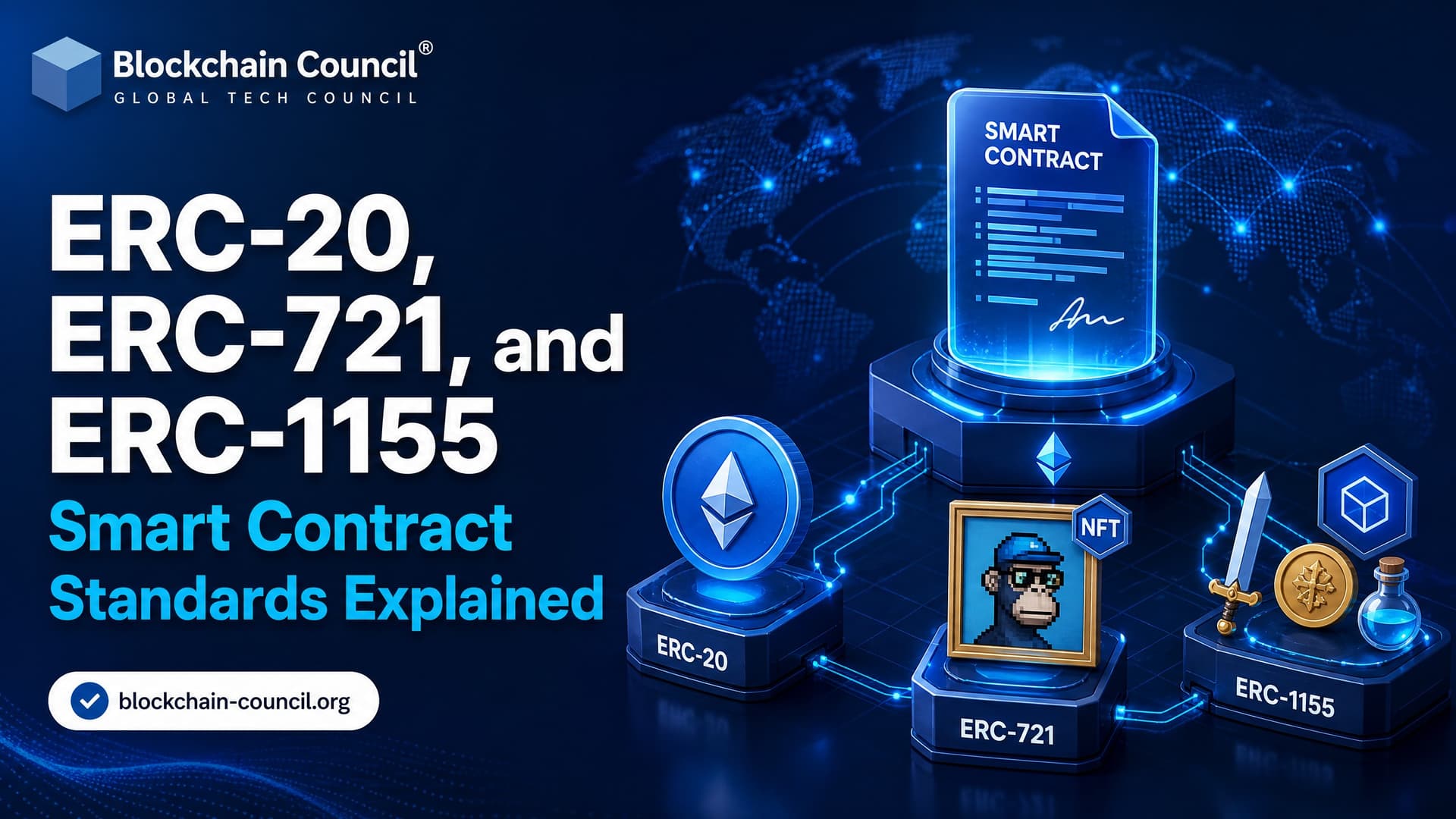 ERC-20, ERC-721, and ERC-1155 Smart Contract Standards Explained