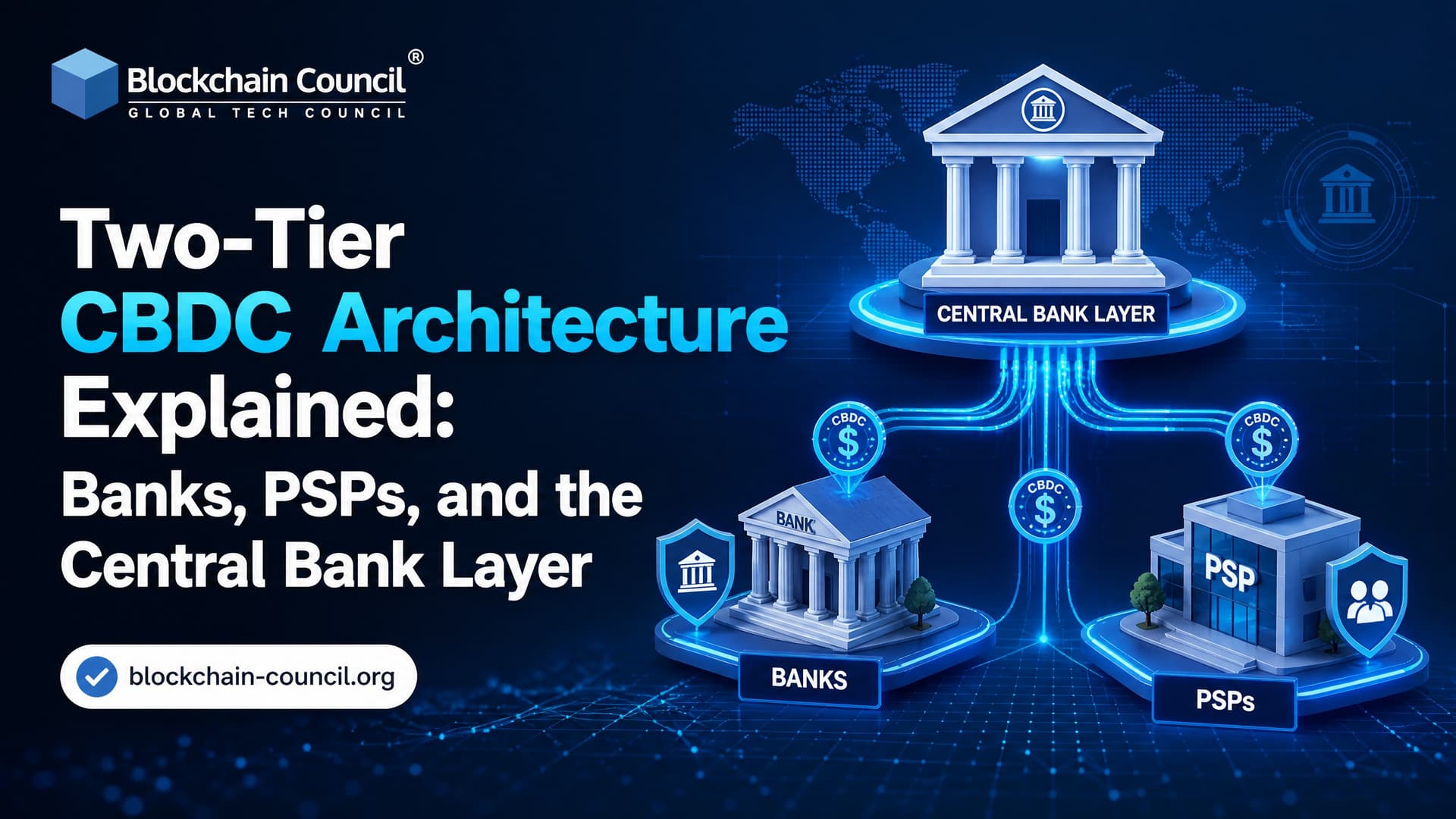 Two-Tier CBDC Architecture Explained: Banks, PSPs, and the Central Bank Layer