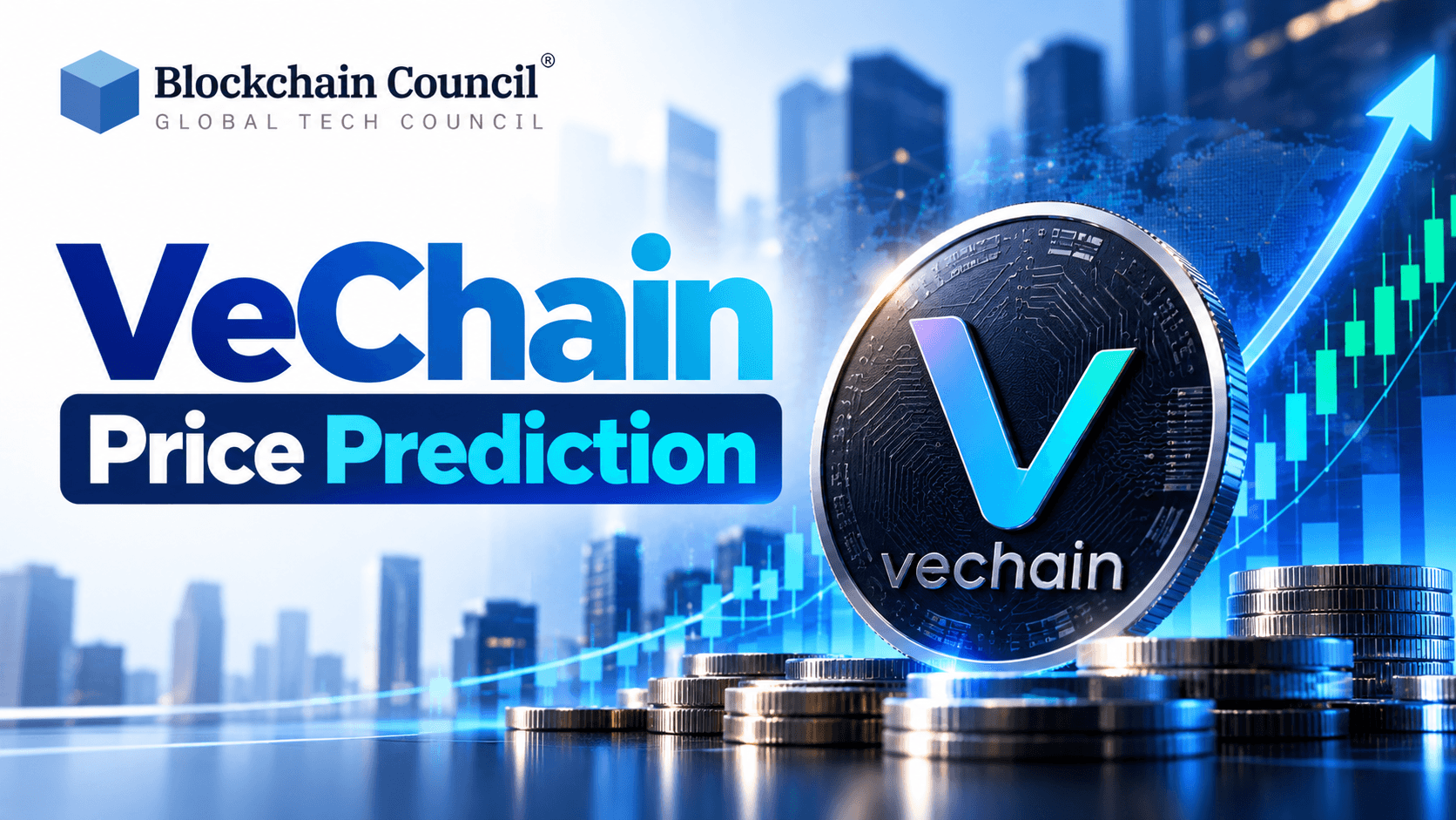 VeChain (VET) price prediction chart highlighting supply chain adoption, enterprise blockchain partnerships, and future growth potential.
