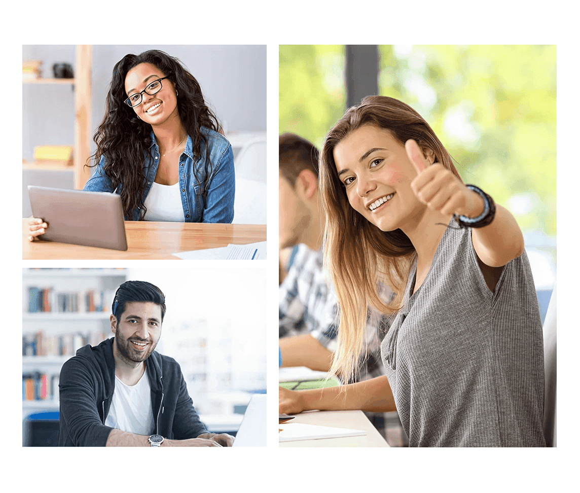 Students studying in a university library
