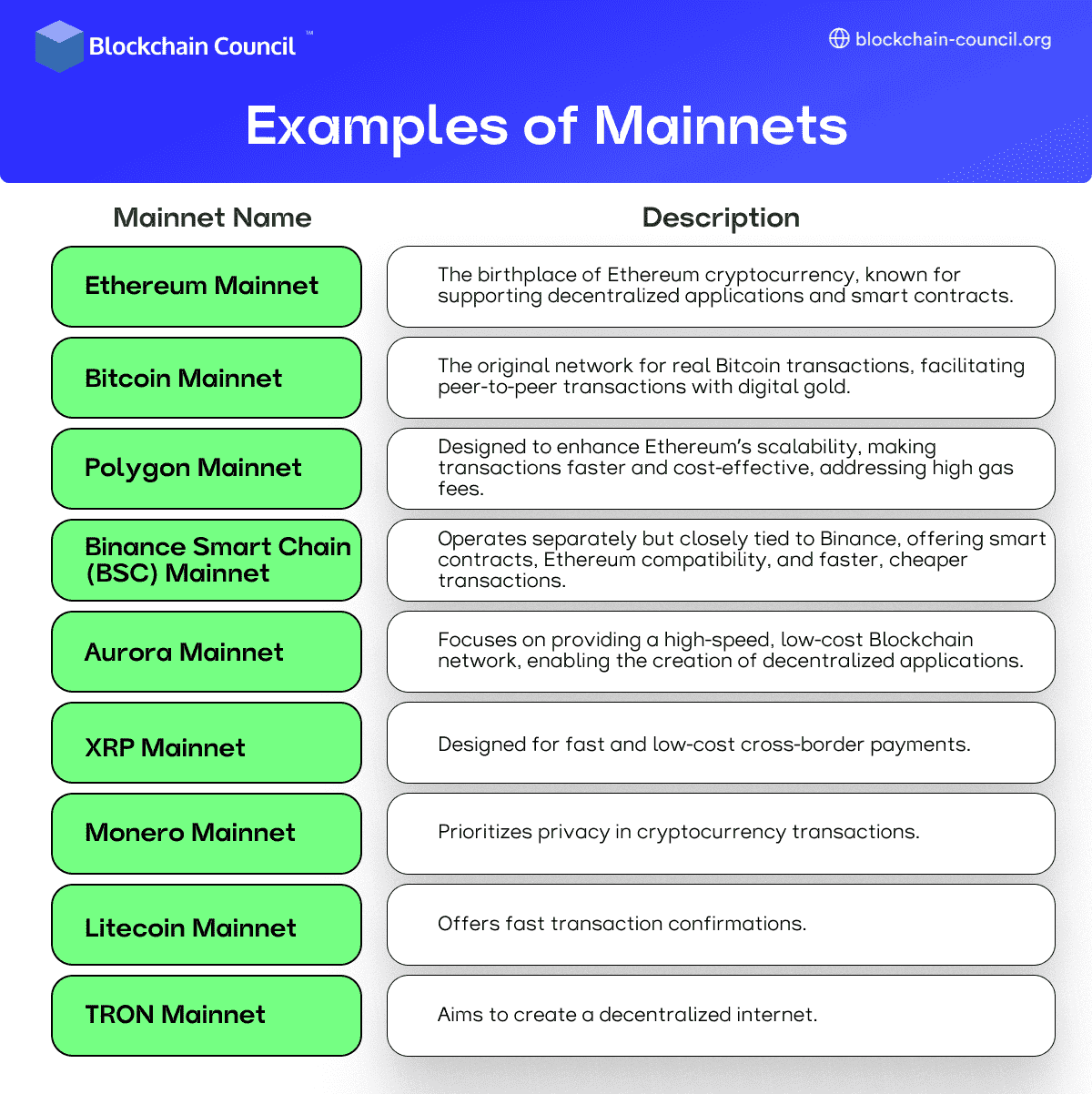 Examples of Mainnets