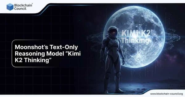 Astronaut standing before a luminous moon displaying “Kimi K2 Thinking” text.