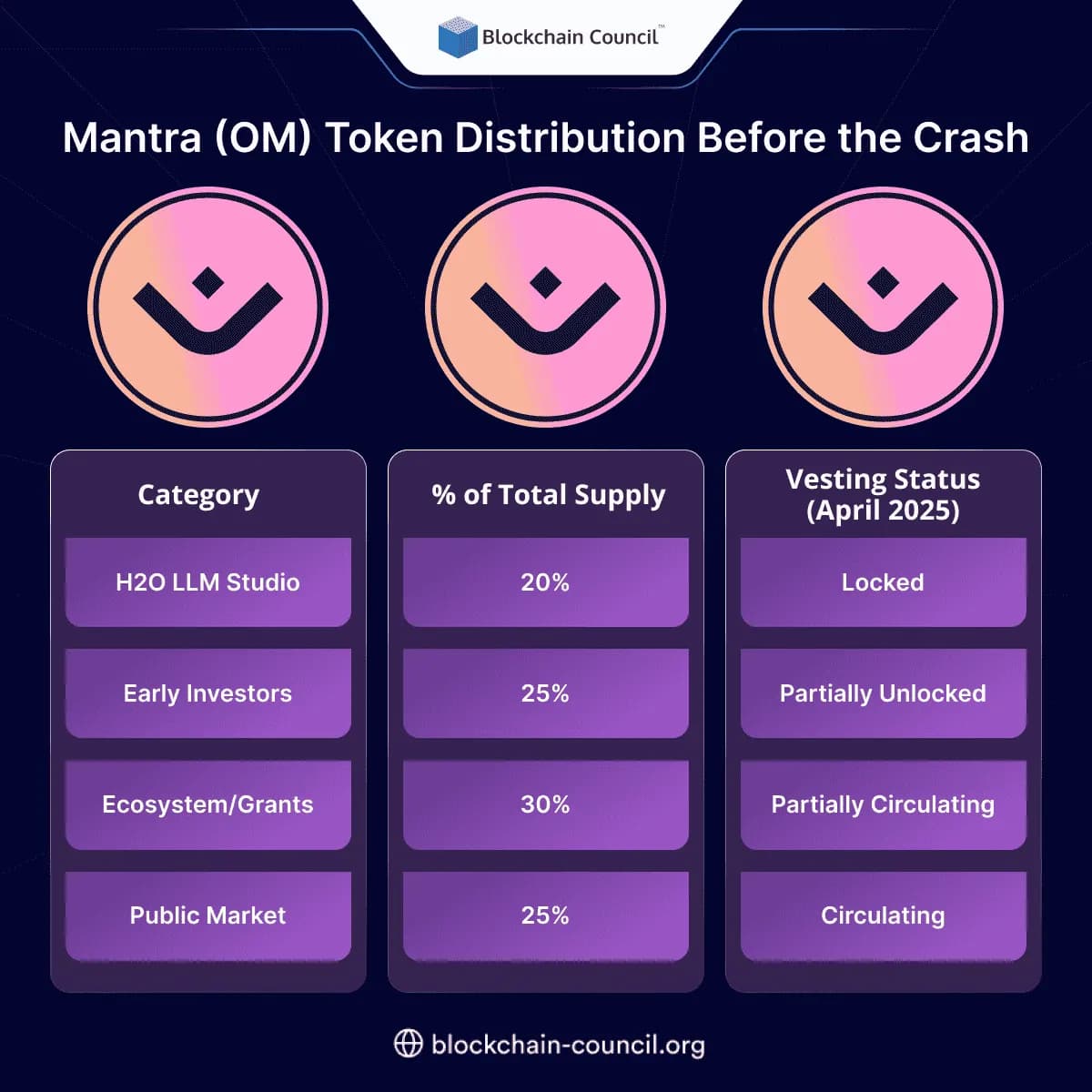 Mantra (OM) Token Distribution Before the Crash
