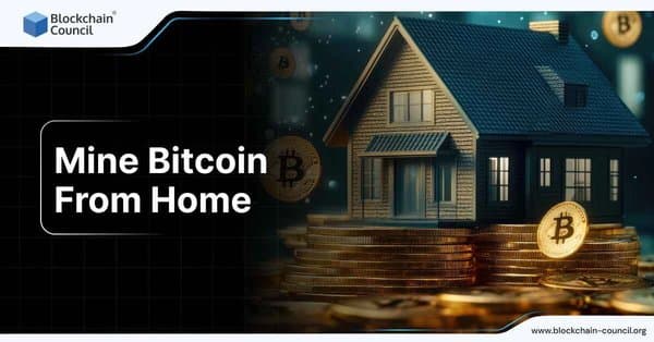 A home workspace with a laptop and mining rig setup, showcasing DIY Bitcoin mining from a residential environment.