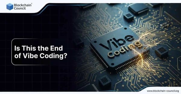 Microchip labeled “Vibe Coding” emitting sparks representing the decline of the coding trend.