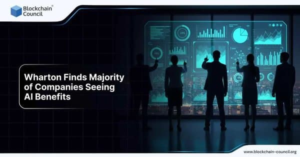 Business team analyzing AI-driven data dashboards showing company performance and trends.