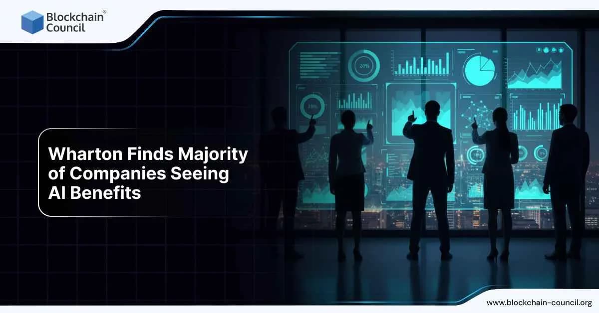 Business team analyzing AI-driven data dashboards showing company performance and trends.
