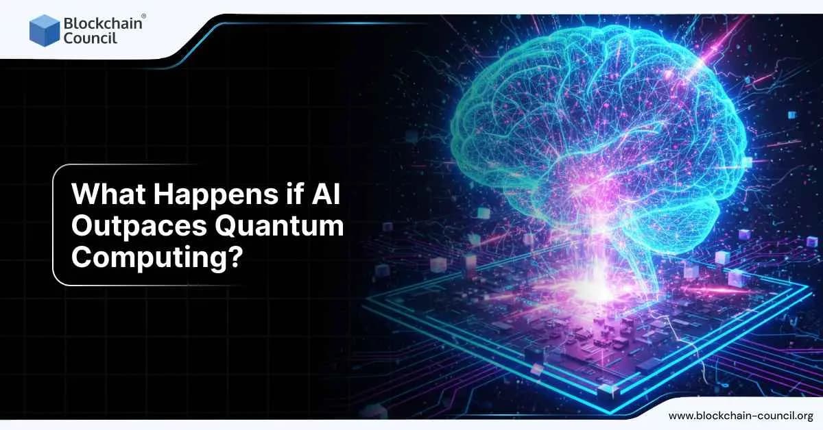 A glowing digital brain made of blue and pink neural lines emerges from a microchip, symbolizing the power of AI surpassing technological limits.