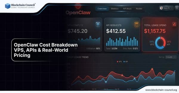 Cloud server dashboard showing AI cost usage metrics