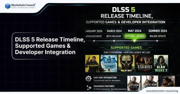 DLSS 5 game integration showing timeline and supported titles