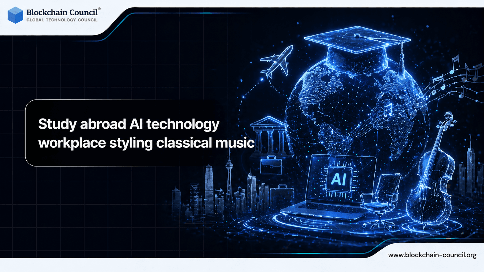 Study abroad AI technology workplace styling classical music