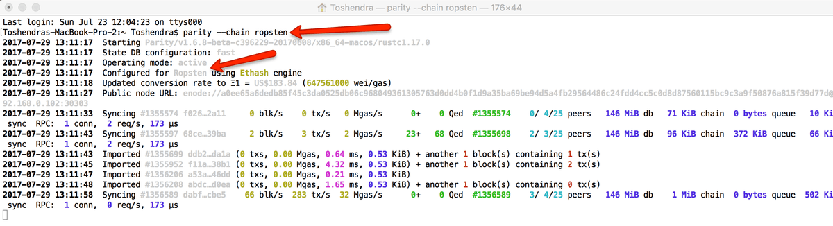 Launching Parity node in ropsten as Testnet for Ethereum client in few hours