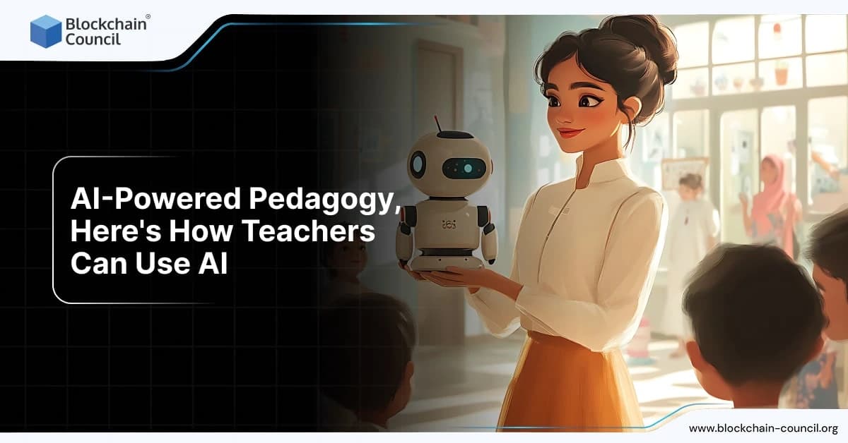 Teacher using AI robot to enhance classroom learning.