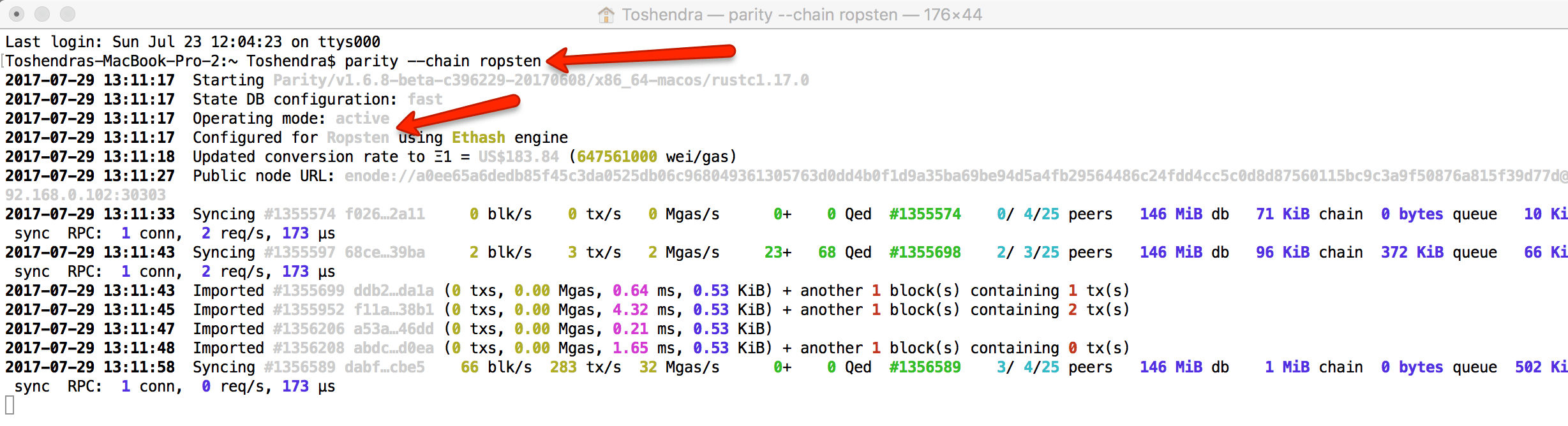 Launching Parity node in ropsten as Testnet for Ethereum client in few hours