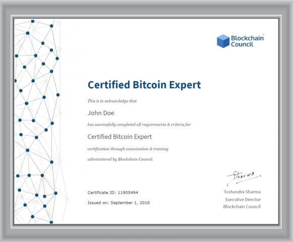 cryptocurrency bitcoin certification