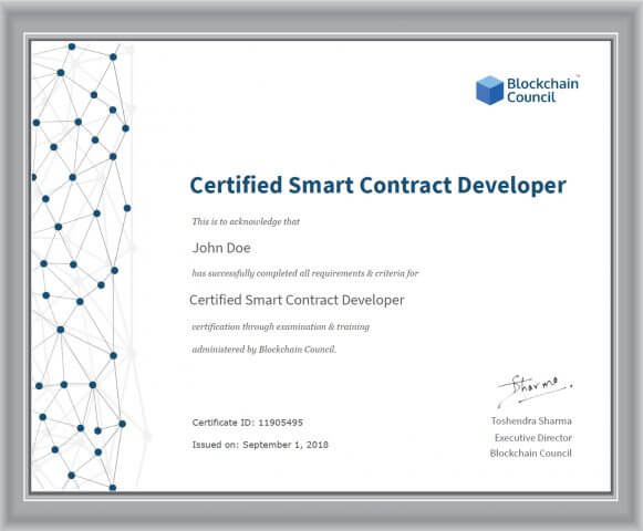 certified Smart contract developer