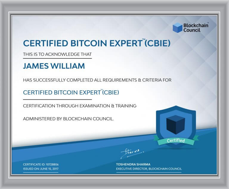 cryptocurrency bitcoin certification