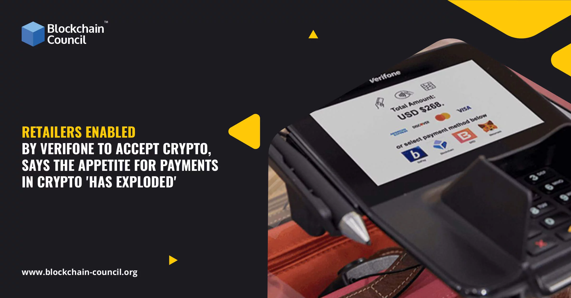 Retailers Enabled By Verifone to Accept Crypto, Says The Appetite for Payments In Crypto ‘Has Exploded’