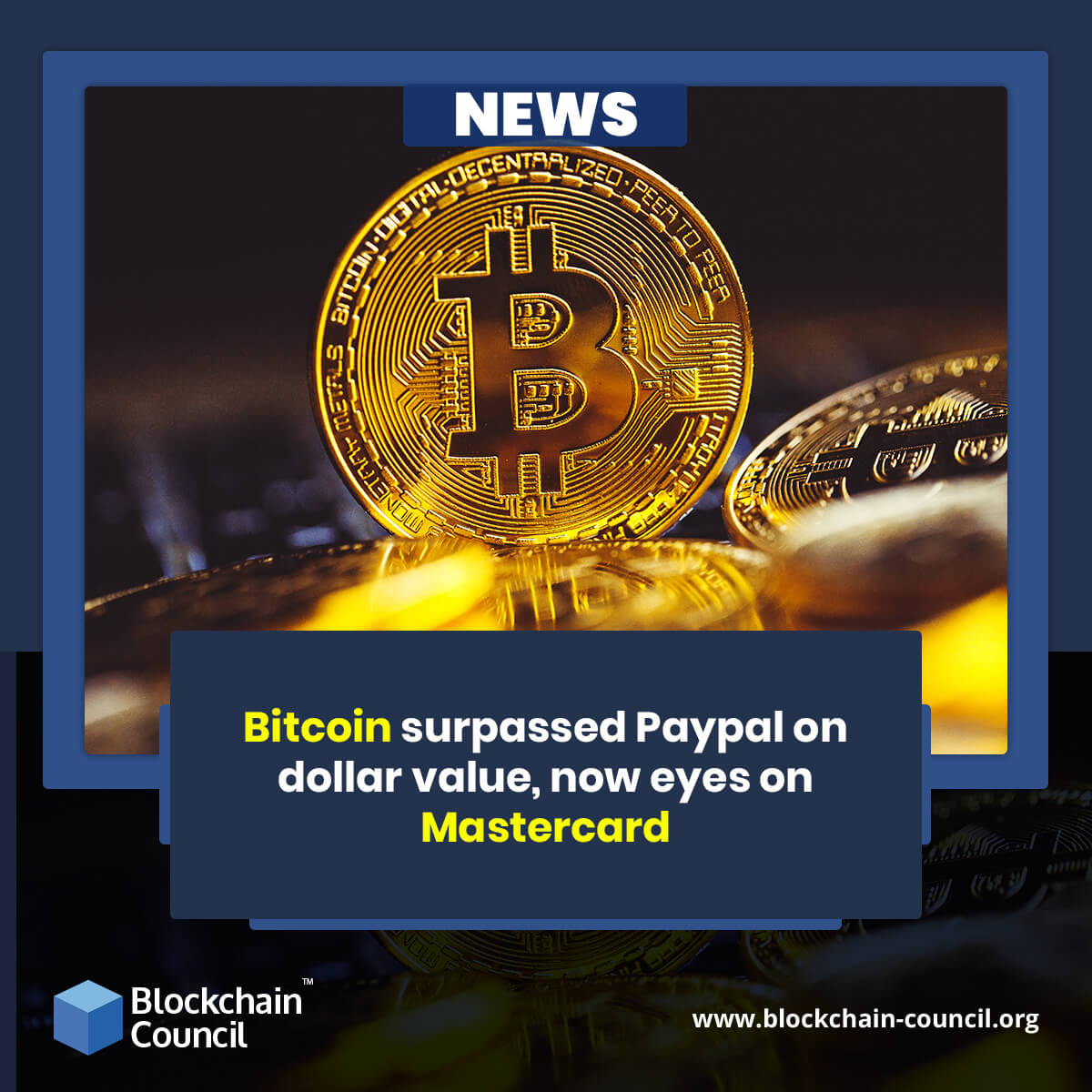 Bitcoin surpassed Paypal on dollar value, now eyes on Mastercard