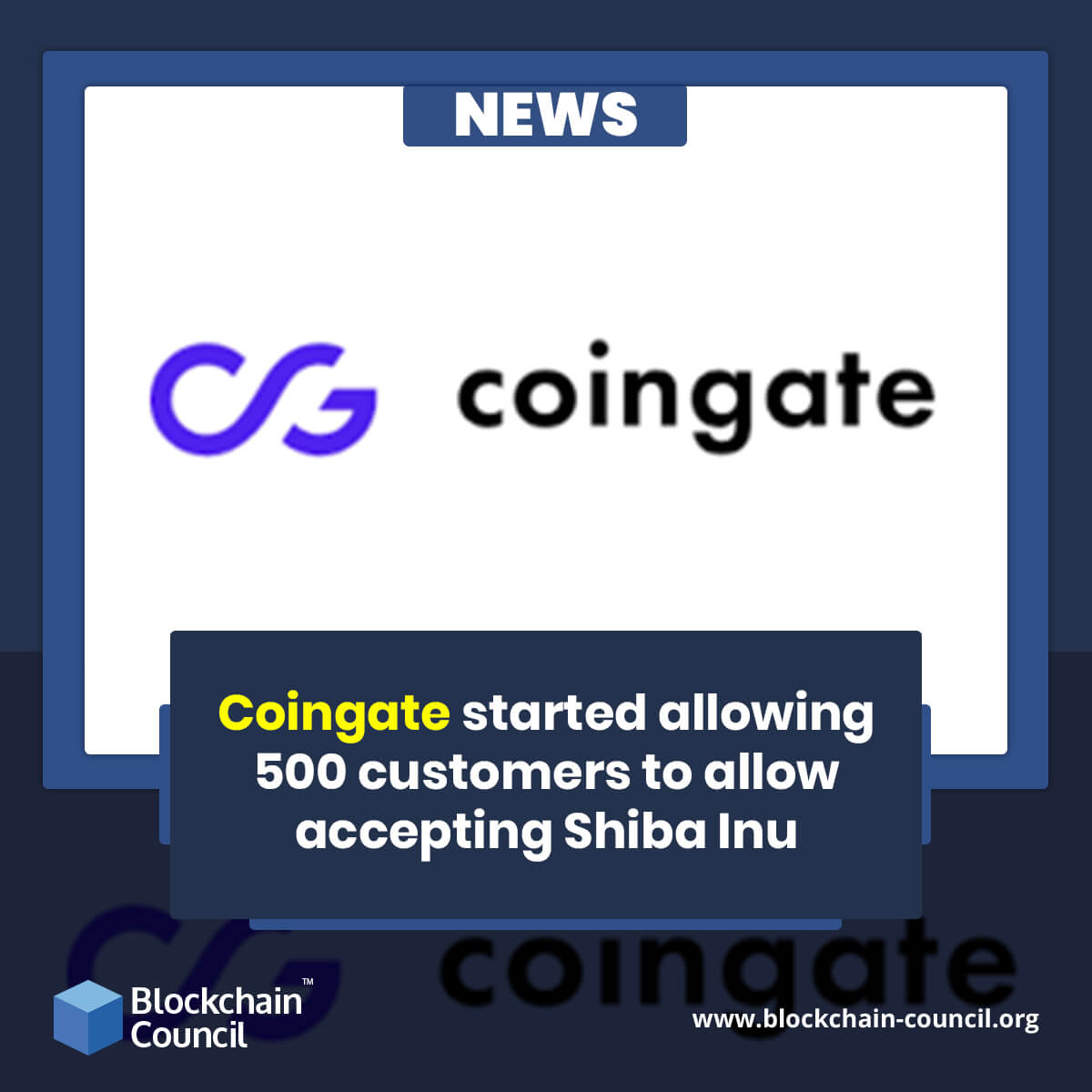 Coingate started allowing 500 customers to allow accepting Shiba Inu