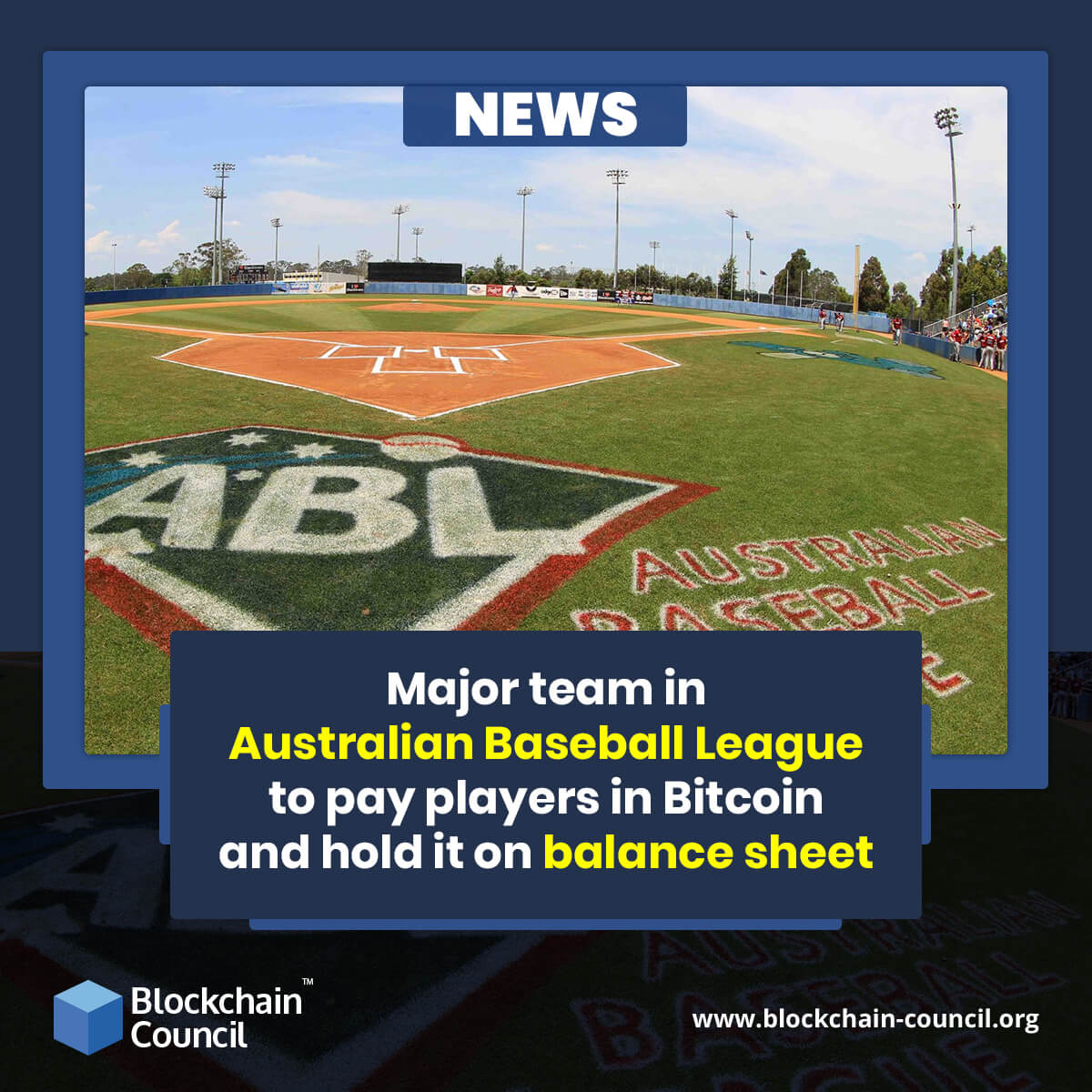 Major team in Australian Baseball League to pay players in Bitcoin and hold it on balance sheet