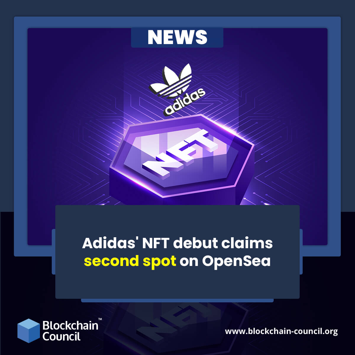 Adidas' NFT debut claims second spot on OpenSea