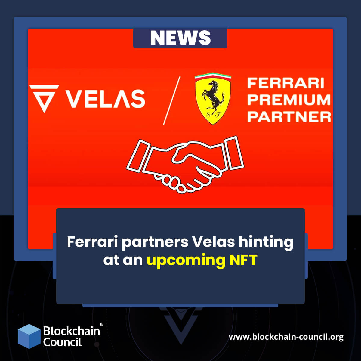 Ferrari partners Velas hinting at an upcoming NFT
