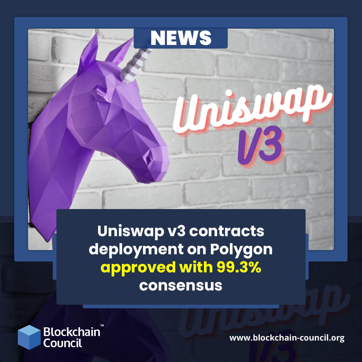 Uniswap v3 contracts deployment on Polygon approved with 99.3% consensus