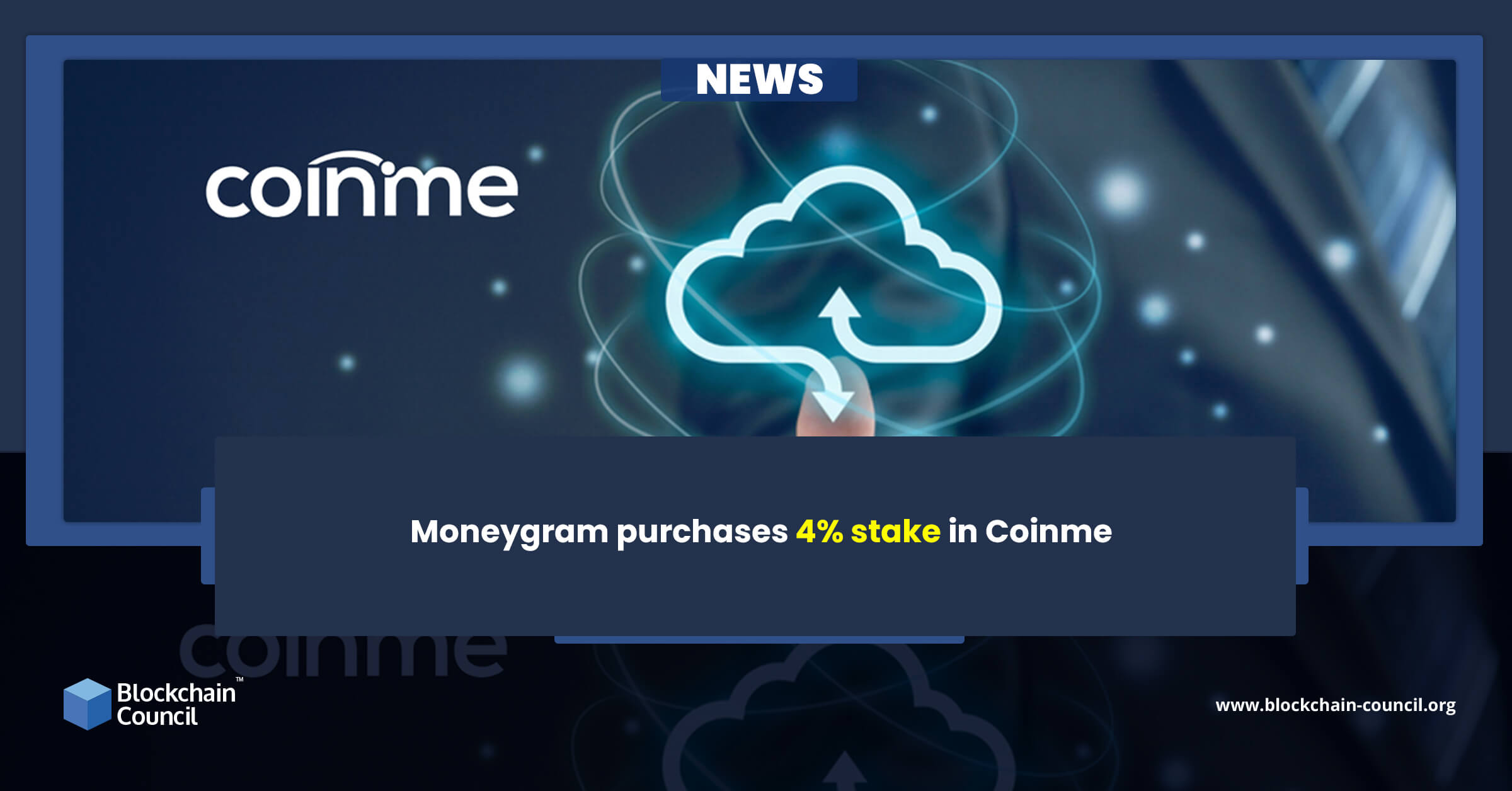 Moneygram purchases 4% stake in Coinme