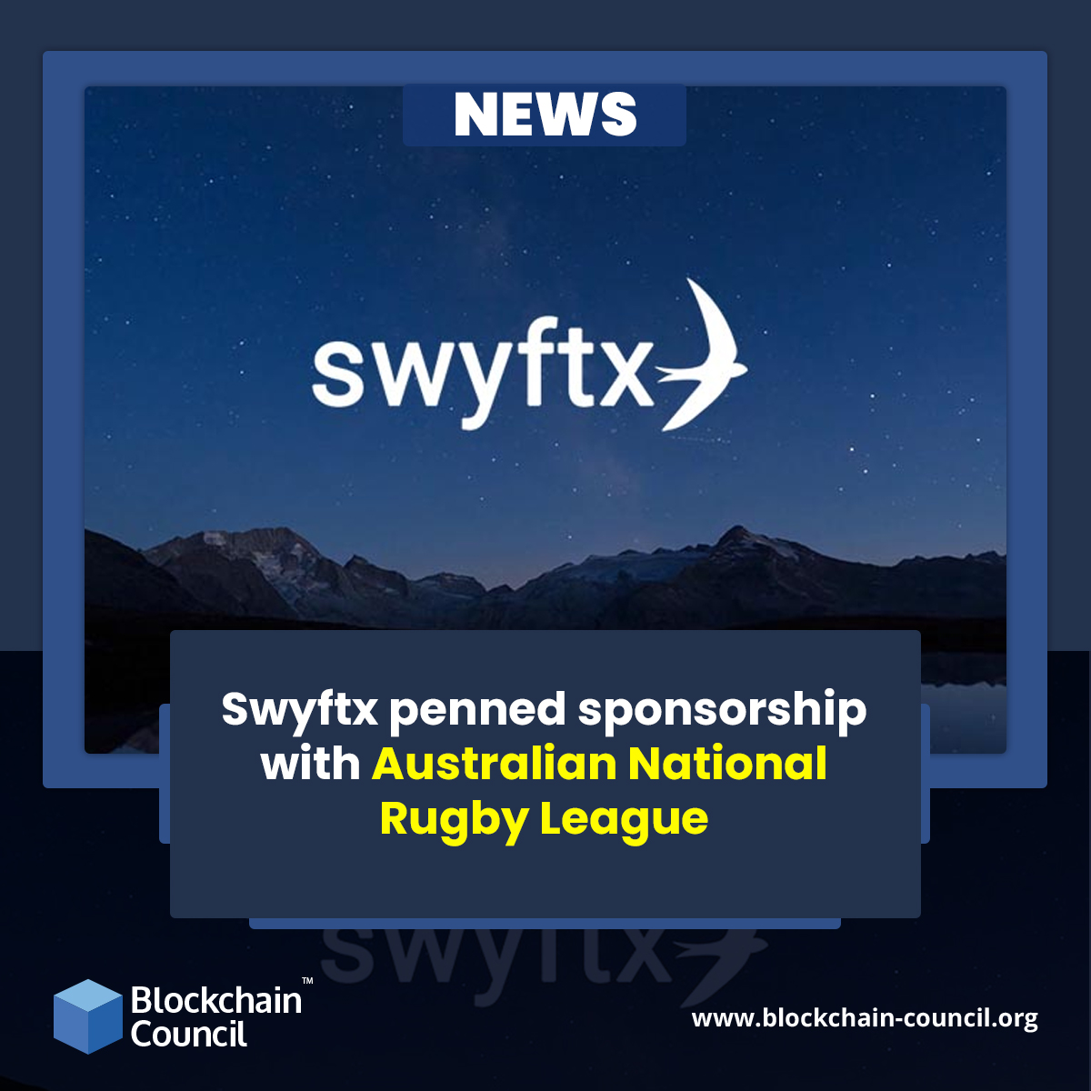 Swyftx penned sponsorship with Australian National Rugby League