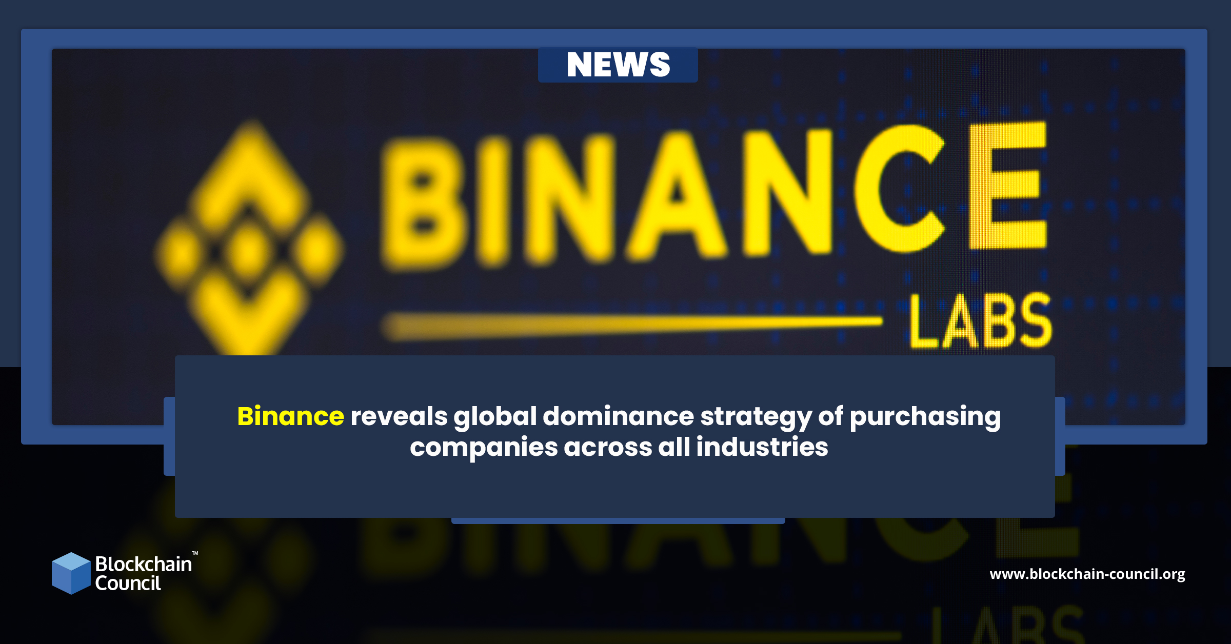 Binance reveals global dominance strategy of purchasing companies across all industries