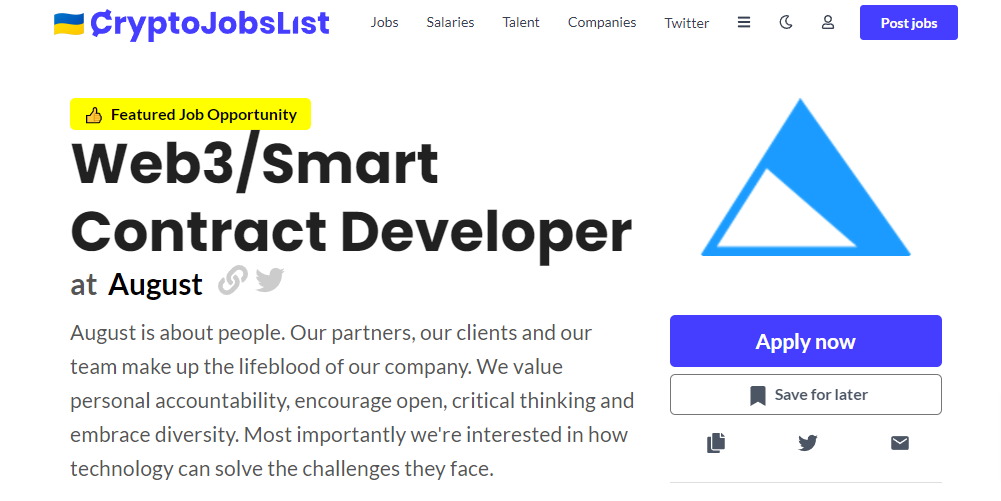 Smart Contract Developer at August