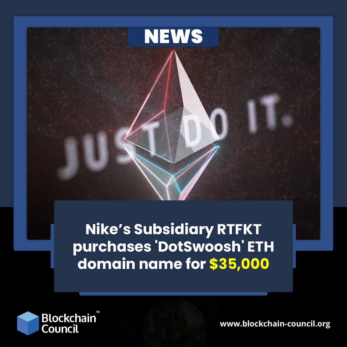 Nike’s Subsidiary RTFKT purchases 'DotSwoosh' ETH domain name for $35,000
