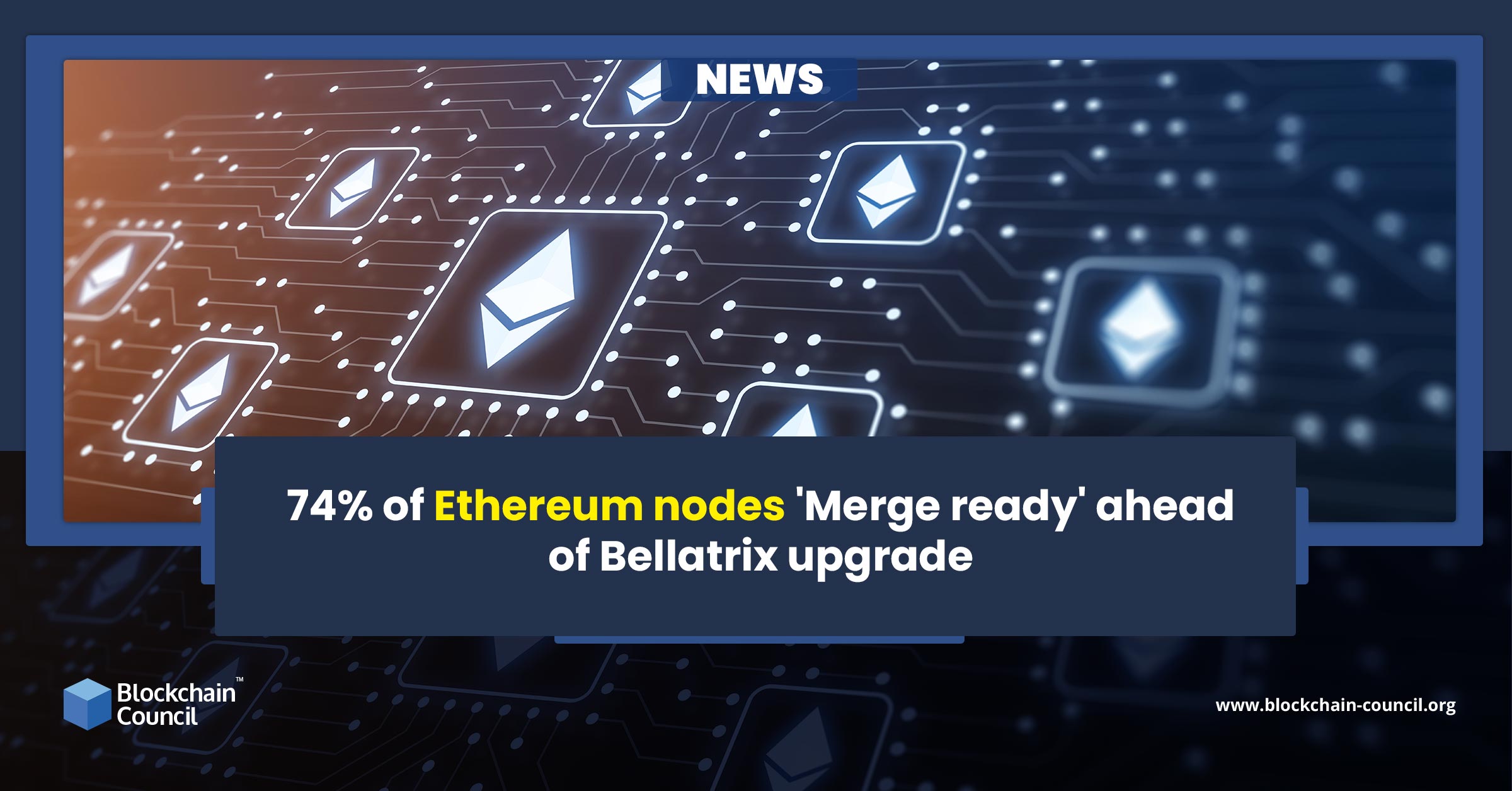 74% of Ethereum nodes 'Merge ready' ahead of Bellatrix upgrade