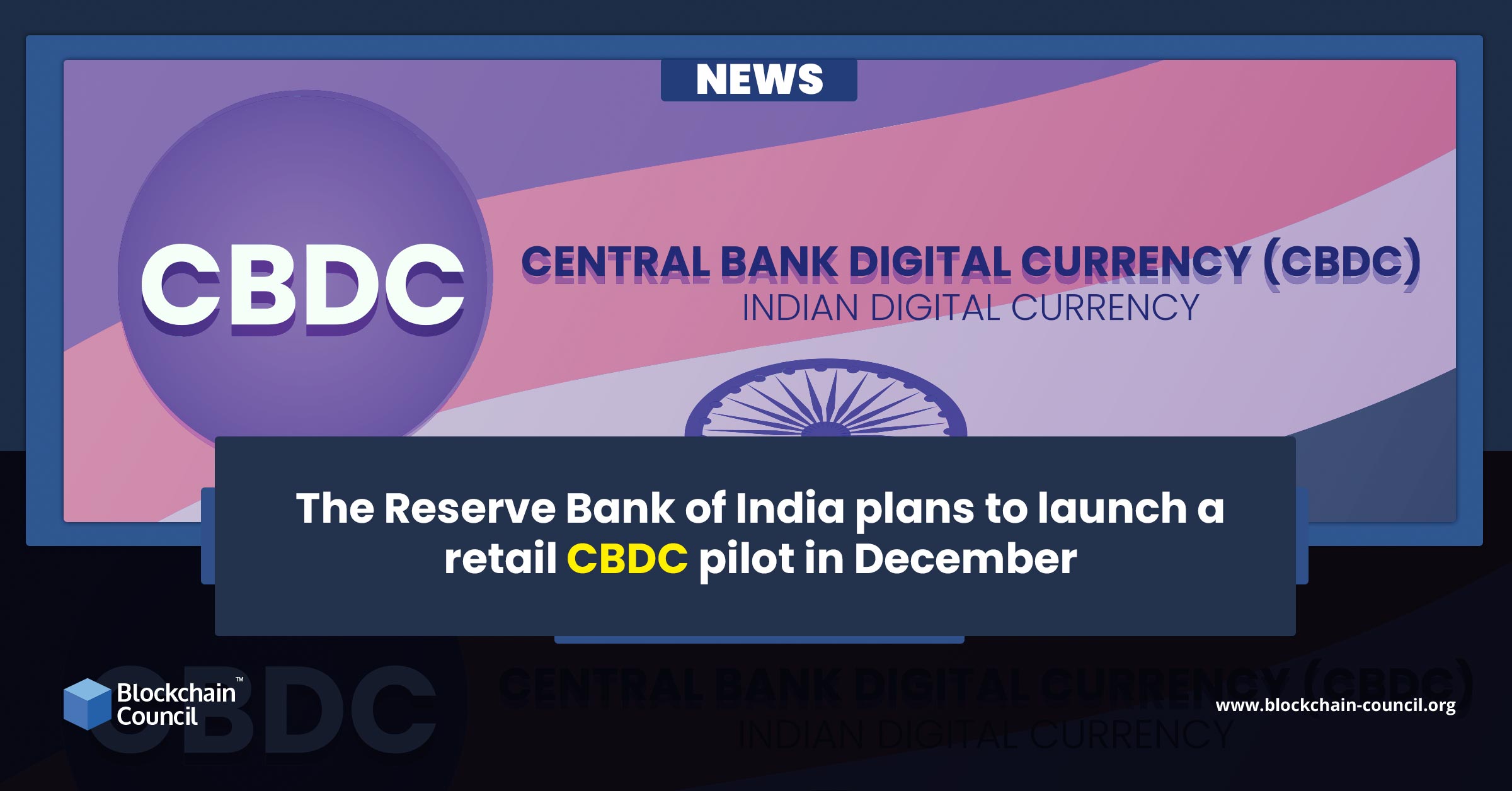 The Reserve Bank of India plans to launch a retail CBDC pilot in December