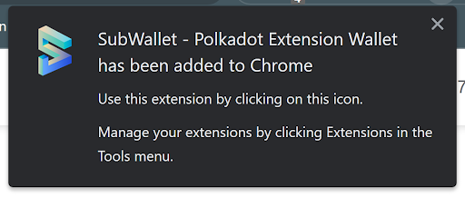 Install Polkadot Chrome extension.