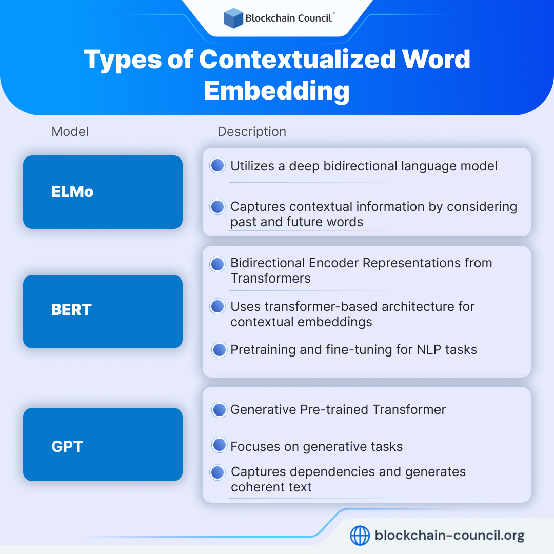 Types of Contextualized Word Embedding
