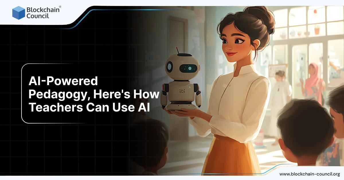 Teacher using AI robot to enhance classroom learning.