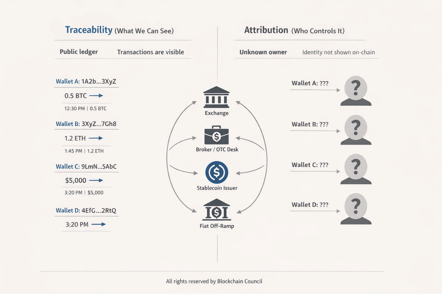 Blockchain traceability vs attribution comparison
