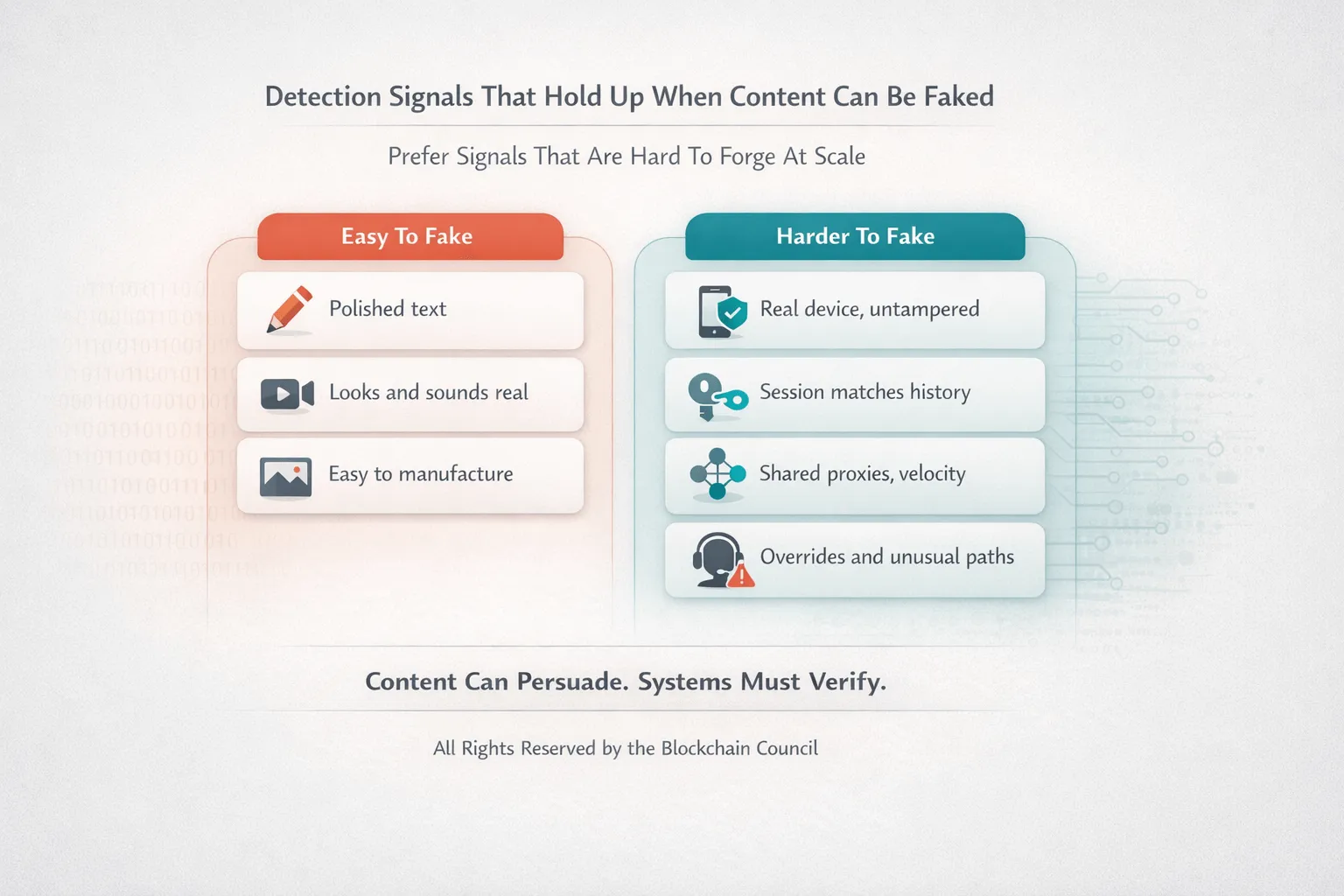 Signals of content authenticity detection
